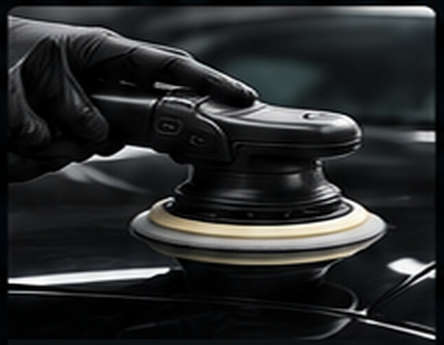 Machine polishing a car's paint